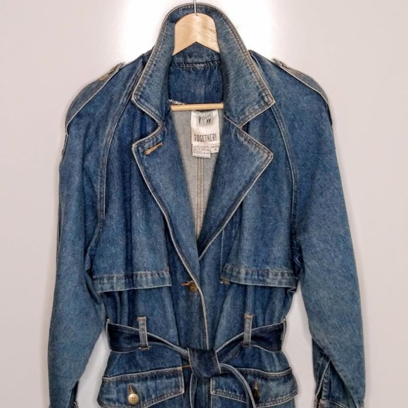 SOLD! Vintage Denim Duster Coat / Together SZ 8 - Picture 2 of 8